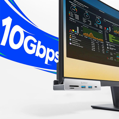 Hub USB Orico MH5PC, USB 3.2 10Gbps, me lexues SD TF, ngjyrë argjend