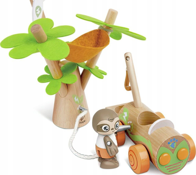 Set loje druri Hape Tree Planting E-car, 7 pjesë, mbi 3 vjeç, shumëngjyrësh