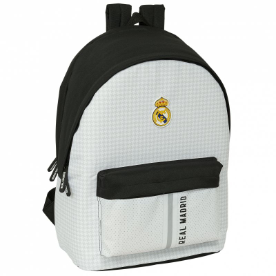 Çantë shpine Real Madrid Sports 612454820, vend për laptop 15.6", poliester, bardh e zi