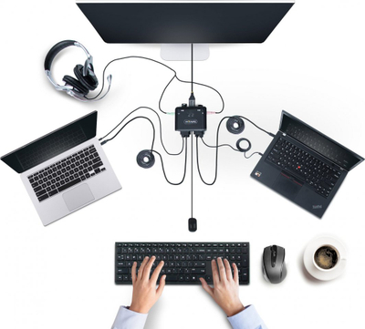 Ndërprës KVM StarTech.com me 2 porta USB C, 4K 60Hz, DisplayPort, i zi