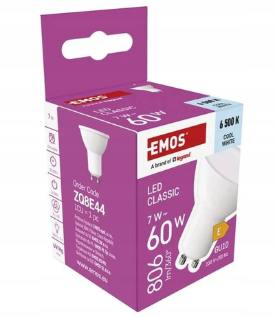 Llambë LED EMOS Classic MR16, GU10, 7W 806 lm, dritë e bardhë e ftohtë