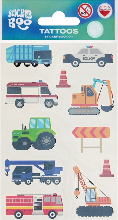 Sticker tatuazh Sticker Boo Cars 2, set ngjitësash 10x18 cm, shumëngjyrëshe