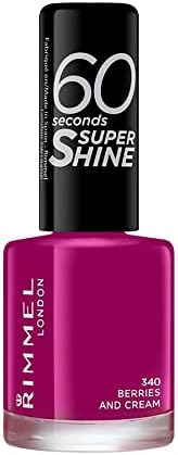 Llaku për thonj Rimmel London 60 Seconds Super Shine 340 Berries and Cream, 8 ml, ngjyrë vishnje