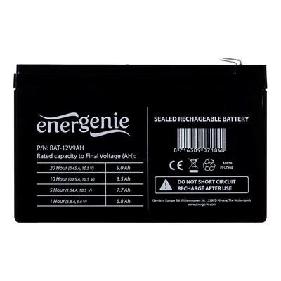 Bateri UPS Gembird BAT-12V9AH, 12V, 9Ah, e zezë