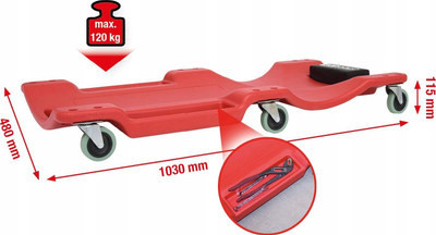Shtrat pune KS TOOLS 500.8090, mban deri 120 kg, plastik, i kuq