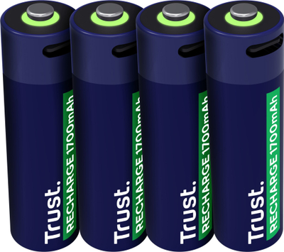 Bateri rikarikuese Trust Recharge, AA R6, 1700mAh, set 4 copë, blu