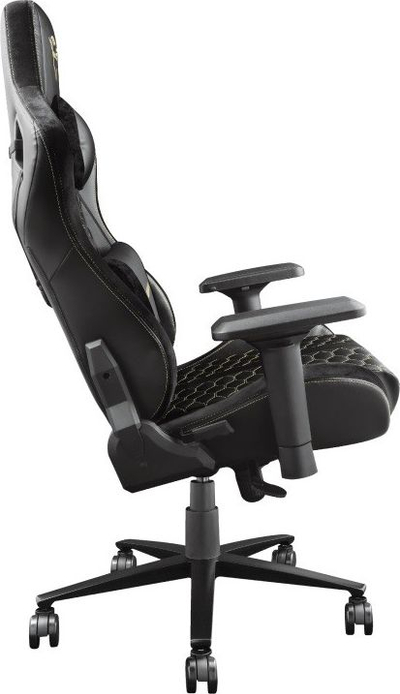 Karrige gaming Trust GXT 712 Resto Pro, mban deri 150 kg, me mbështetëse 4D, e zezë me detaje në ar