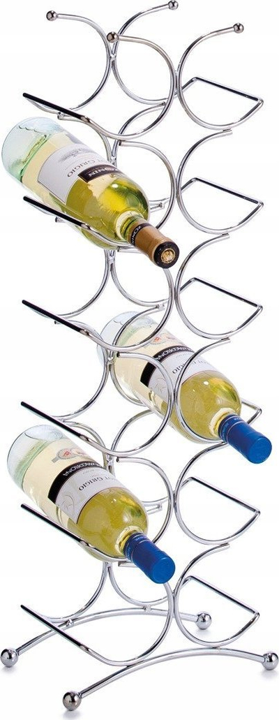 Raft vere Zeller Wine Rack 27357, metal krom, 12 shishe, argjendtë
