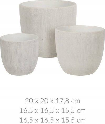 Set vazo lulesh qeramike, 3 copë, për brenda dhe jashtë, të bardha