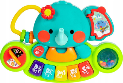 Lodër muzikore Smily Musical Elephant, piano edukative, me drita, shumëngjyrëshe
