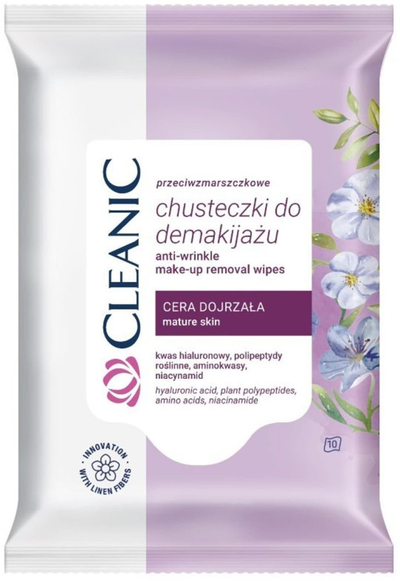 Facoleta pastruese fytyre Cleanic Anti-Wrinkle, heqës make up-i, 10 copë, lejla