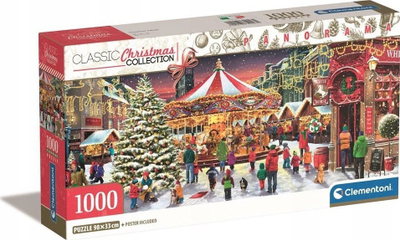 Puzzle panoramik Clementoni Christmas Collection, 1000 pjesë, 98 x 33 cm, shumëngjyrësh