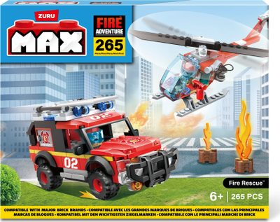 Set tulla ndërtimi ZURU Max Fire Adventure, 265 copë, për kalama 6+, i kuq