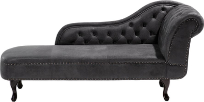 Shezlong Beliani Nimes, me krah nga e djathta, material faux suede, gri e errët