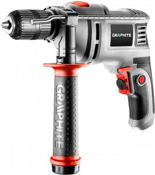 Trapan me goditje Graphite 550W, mandrinë 13 mm pa çelës, gri e zezë