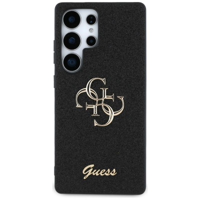 Mbulesë telefoni Guess PU Fixed Glitter 4G, për Samsung Galaxy S25 Ultra, me logo metal, e zezë
