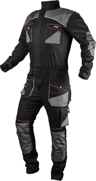 Tuta pune NEO, me xhepa për gjunjore, XXXL, të zeza me gri