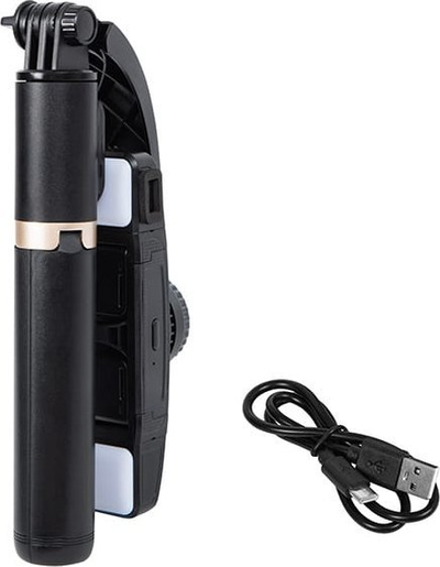 Stabilizues dore gimbal për telefon, selfie stick 78cm, tripod i palosshëm, me drita LED