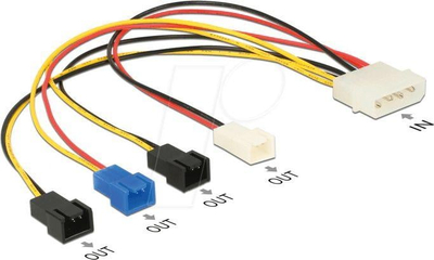 Kabllo energjie Delock 85516 Molex 4-pin në 4x 2-pin, 0.2m, shumëngjyrëshe