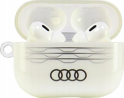 Kopertinë Audi IML për AirPods Pro 2, dizajn gjeometrik, e bardhë