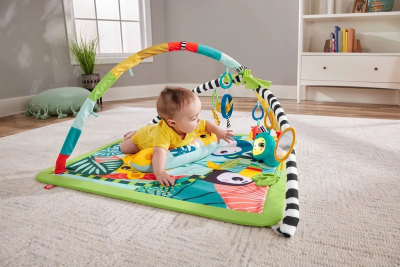 Tapet edukativ për bebe Fisher Price Tropical Rainforest HJW08, 3 në 1, me lodra interaktive, shumëngjyrësh