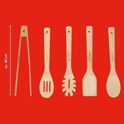 Set enësh kuzhine Alpina Bamboo, 5 copë, 30 cm, ngjyrë druri natyrale