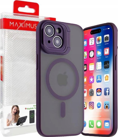 Kapak telefoni MX Kickstand MagSafe për iPhone 15 Pro Max 6.7", i tejdukshëm, lejla e purpur