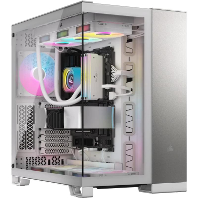 Kutia kompjuterike CORSAIR 6500X Mid Tower, E ATX, xham i temperuar, e bardhë