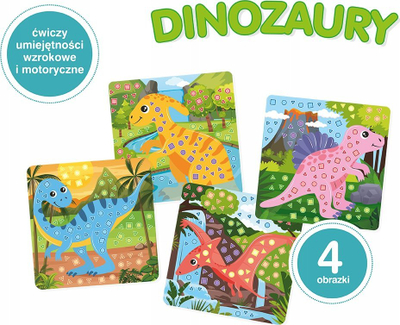 Set kreativ Askato Dinosaurs Clever Head Skillful Hand Brilliant Kid, 4 figura dinosaurë, 3+ vjeç, shumëngjyrësh