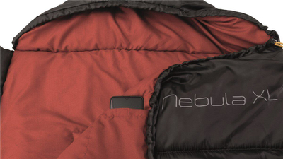 Çantë gjumi Easy Camp Nebula XL, mummy, për kamping e hiking, e zezë me të kuqe