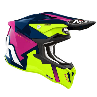 Helmeta motocross Airoh Strycker Blazer, madhësia XL, rozë blu
