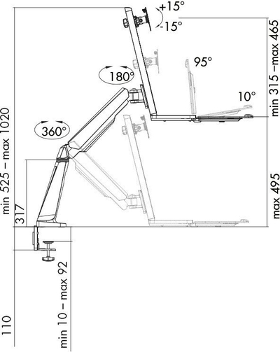 Рамен држач за монитор за маса LogiLink BP0040, 13"-32", до 8 kg, црн