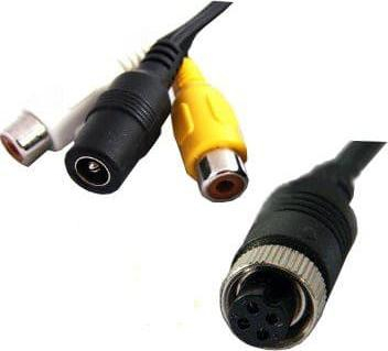 Adapter kabllo NVOX 4PIN në RCA, 47cm, për kamera dhe monitorë LCD, e zezë