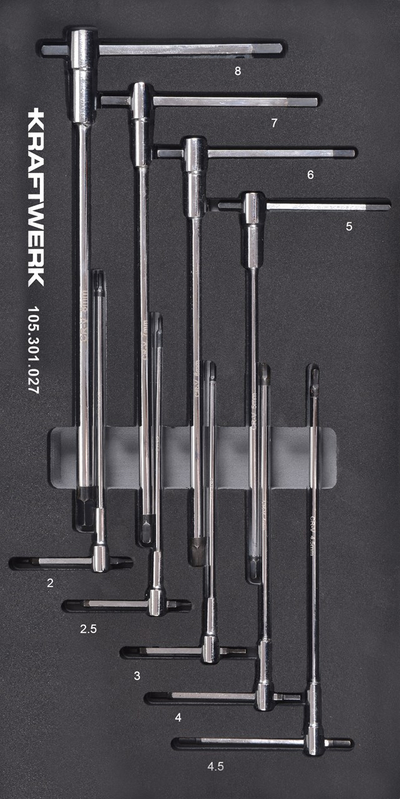 Set me çelësa Kraftwerk T-handle 105.301.027, 9 copë, 20 x 40