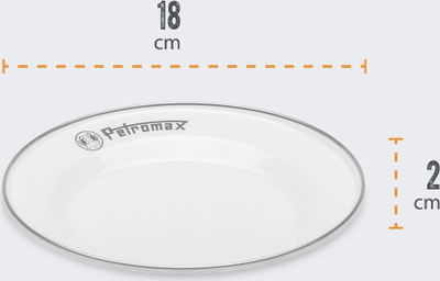 Pjata Petromax Enamelware, 18cm, çelik i emajluar, set 2 copë, të bardha