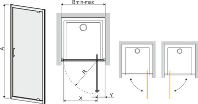 Derë dushi Dj Tx5b 90, 90 cm, xham Glass Protect, transparente