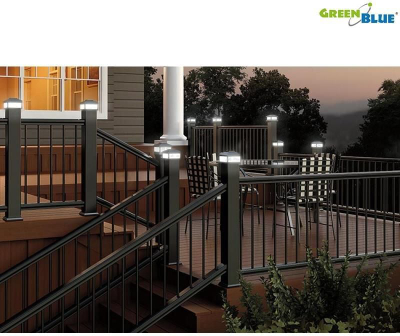 Lampë solare LED GreenBlue GB127, për majë shtylle 80x80, për kopësht, e zezë