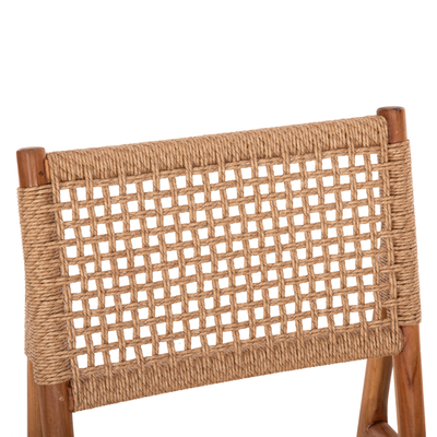 Karrige ngrënieje HM DINIZ HM6554, dru teak, litar sintetik, ngjyrë natyrale
