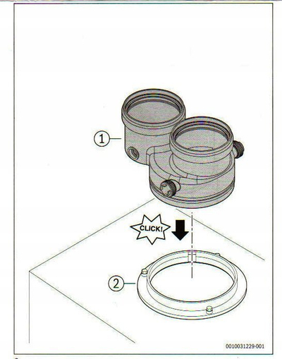 Adapter oxhaku Bosch C53x 7738113529, diametër 80/125mm, për kaldra me kondensim, ngjyrë e bardhë