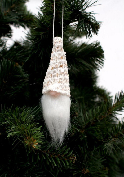 Varëse zbukuruese Home Styling Collection Santa Claus, 11cm, me shkëlqim, e bardhë