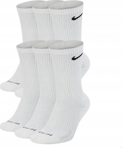 Çorape Nike Everyday Plus Cush SX6897, set me 6 palë, të gjata, të bardha