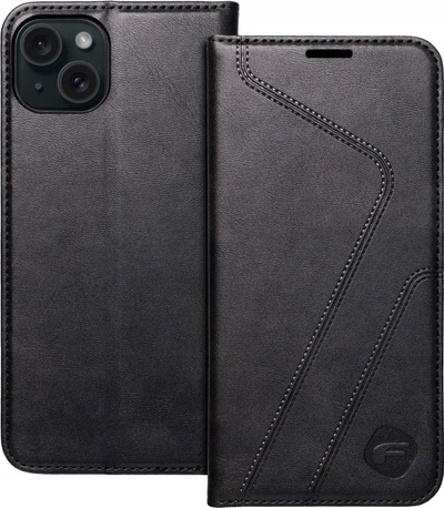 Këllëf-portofol Forcell F-Protect për iPhone 15 Plus, me RFID Blocker, me magnet, i zi