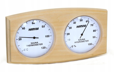 Termohigrometër saune Harvia, me kornizë druri, analog, ngjyrë natyrale