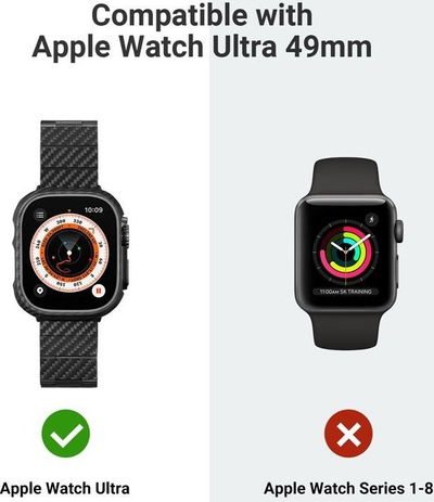 Маска PITAKA Air Case за Apple Watch Ultra 49mm, арамидни влакна, тенка, црно сива