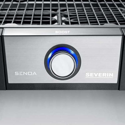 Grill tavoline me rrymë Severin SENOA Boost PG 8113, me funksion BOOST 500°C, inox i zi