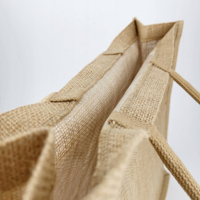 Çantë blerjesh Leviatan Laminated Eco Jute, me doreza pambuku, ngjyrë natyrale