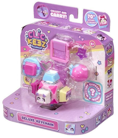 Set lodrash Clickeez Cube Deluxe Keyring Mystery Figure Pack, figurë surprizë, varëse çelësash shumëngjyrëshe