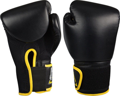 Doreza boksi Avento Boxing Gloves PU, 8 oz, për të rritur, të zeza me të verdha