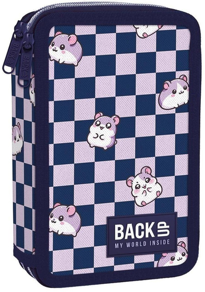 Penar i dyfishtë Back UP Hamster Checks, i mbushur, vjollcë e zezë