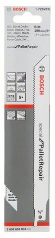 Tehe sharre me piston Bosch S725VFR, 190 mm, set me 5 copë, të bardha